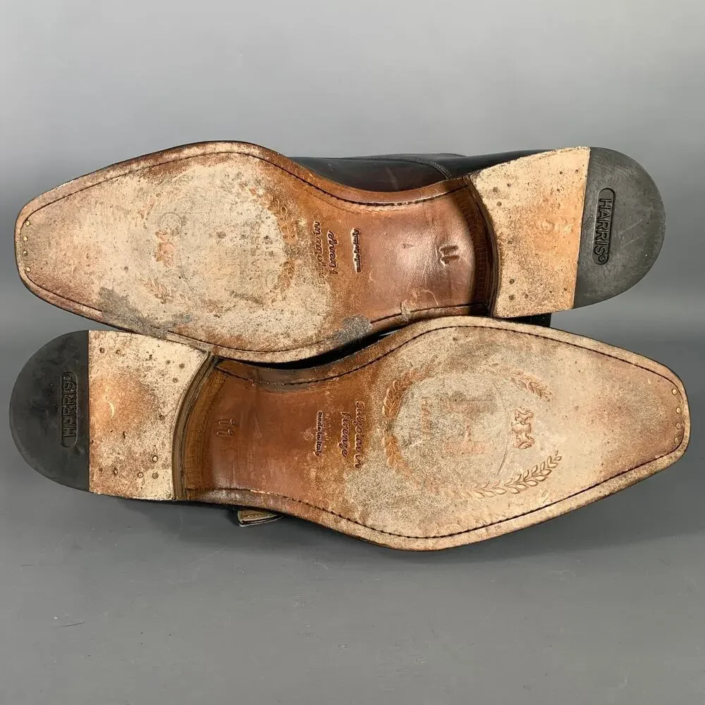 CALZOLERIA HARRIS Size 12 Brown Antique Leather Monk Strap Loafers